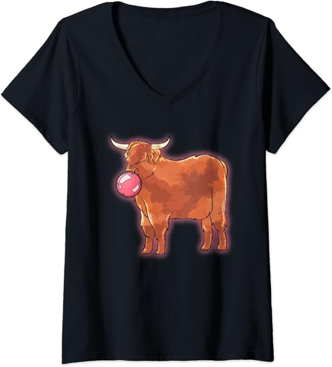 Comment Enlever Chewing Gum Sur Tee Shirt Femme Écosse Chewing-gum Rose Animal Poilu Bétail Vache Highland T